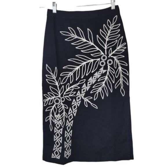 Anthropologie Maeve Embroidered Palm Tree Midi Skirt Size 6 New w/ Tag MSRP $98 - Picture 9 of 14
